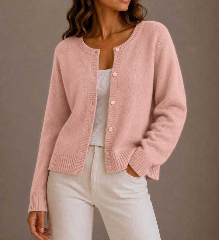 Women's Knit Cardigan – Soft Button-Up Long Sleeve Round Neck Sweater