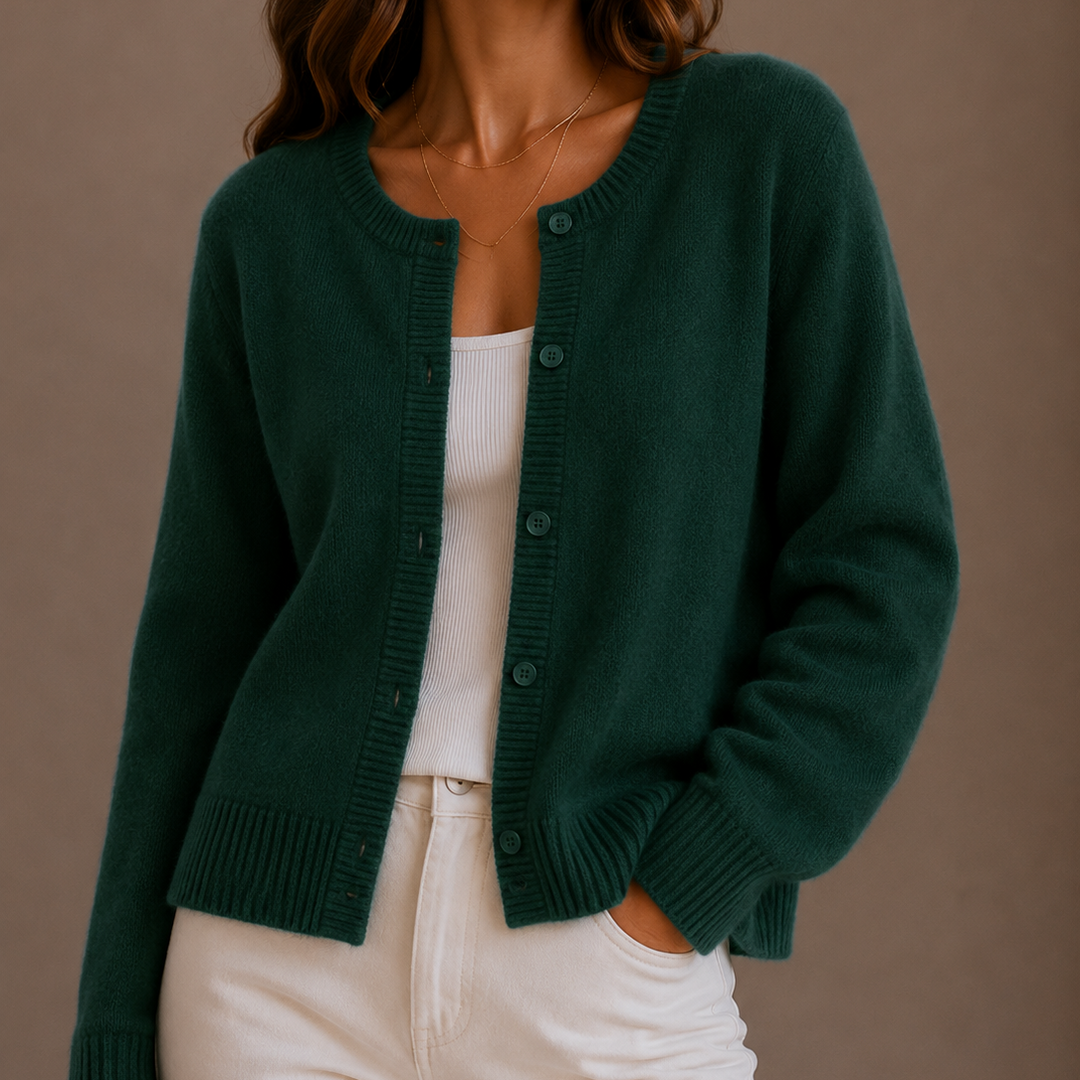 Women's Knit Cardigan – Soft Button-Up Long Sleeve Round Neck Sweater