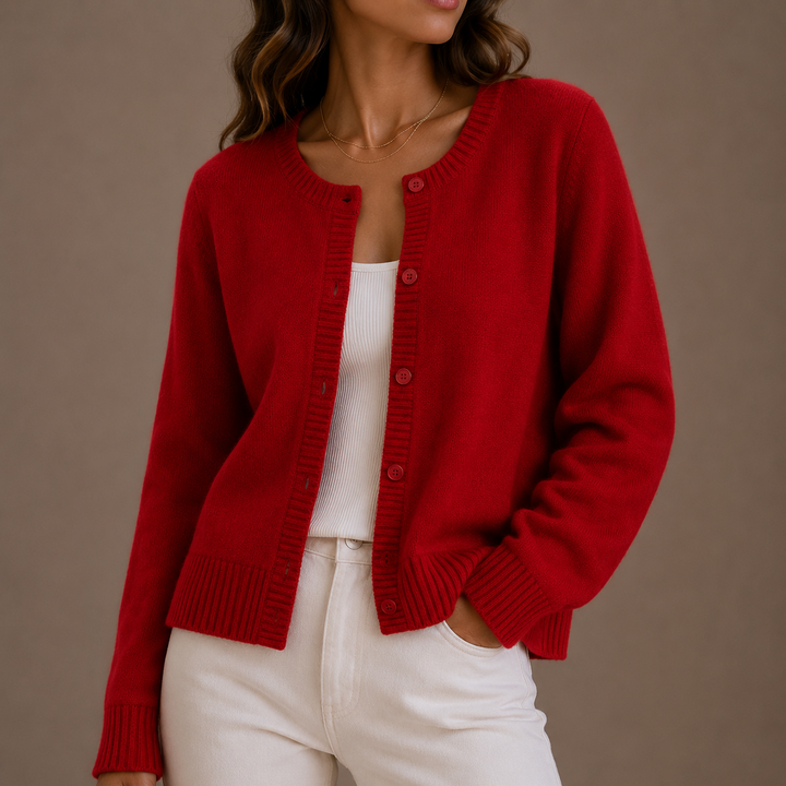 Women's Knit Cardigan – Soft Button-Up Long Sleeve Round Neck Sweater