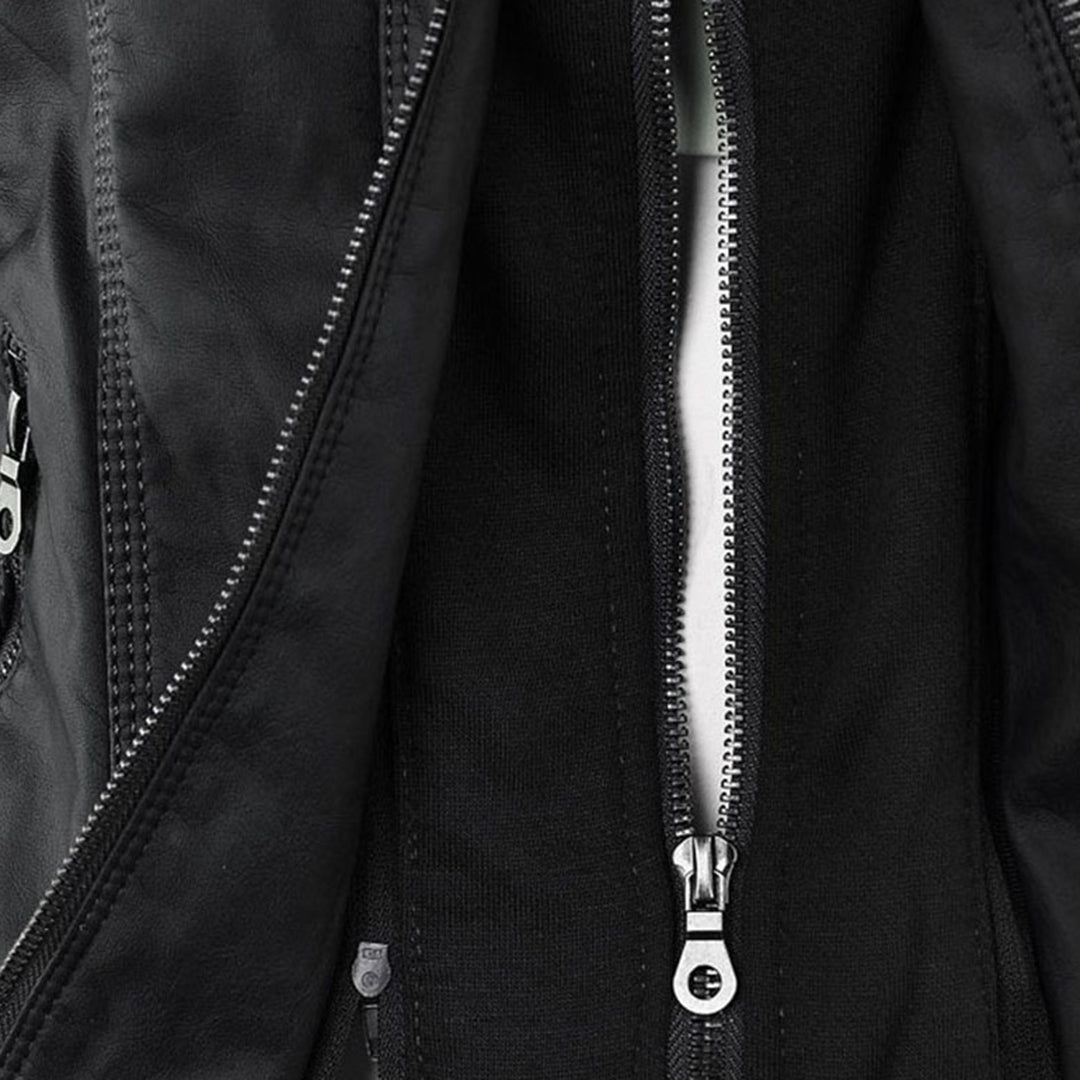 Women's Faux Leather Hooded Moto Jacket