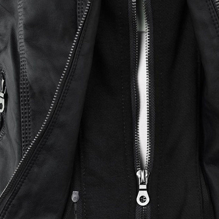 Women's Faux Leather Hooded Moto Jacket