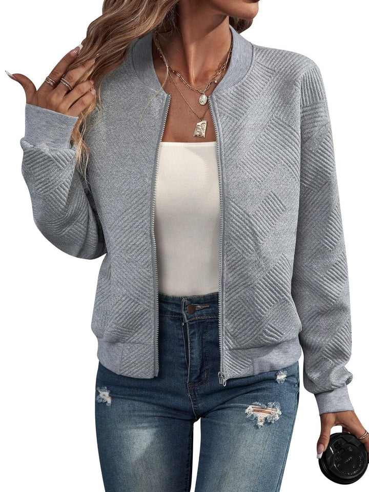 Women's Textured Geometric-Pattern Bomber Jacket