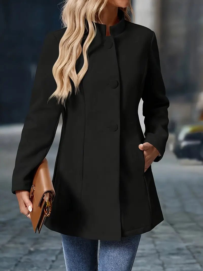 Wool-Effect Stand Collar Coat