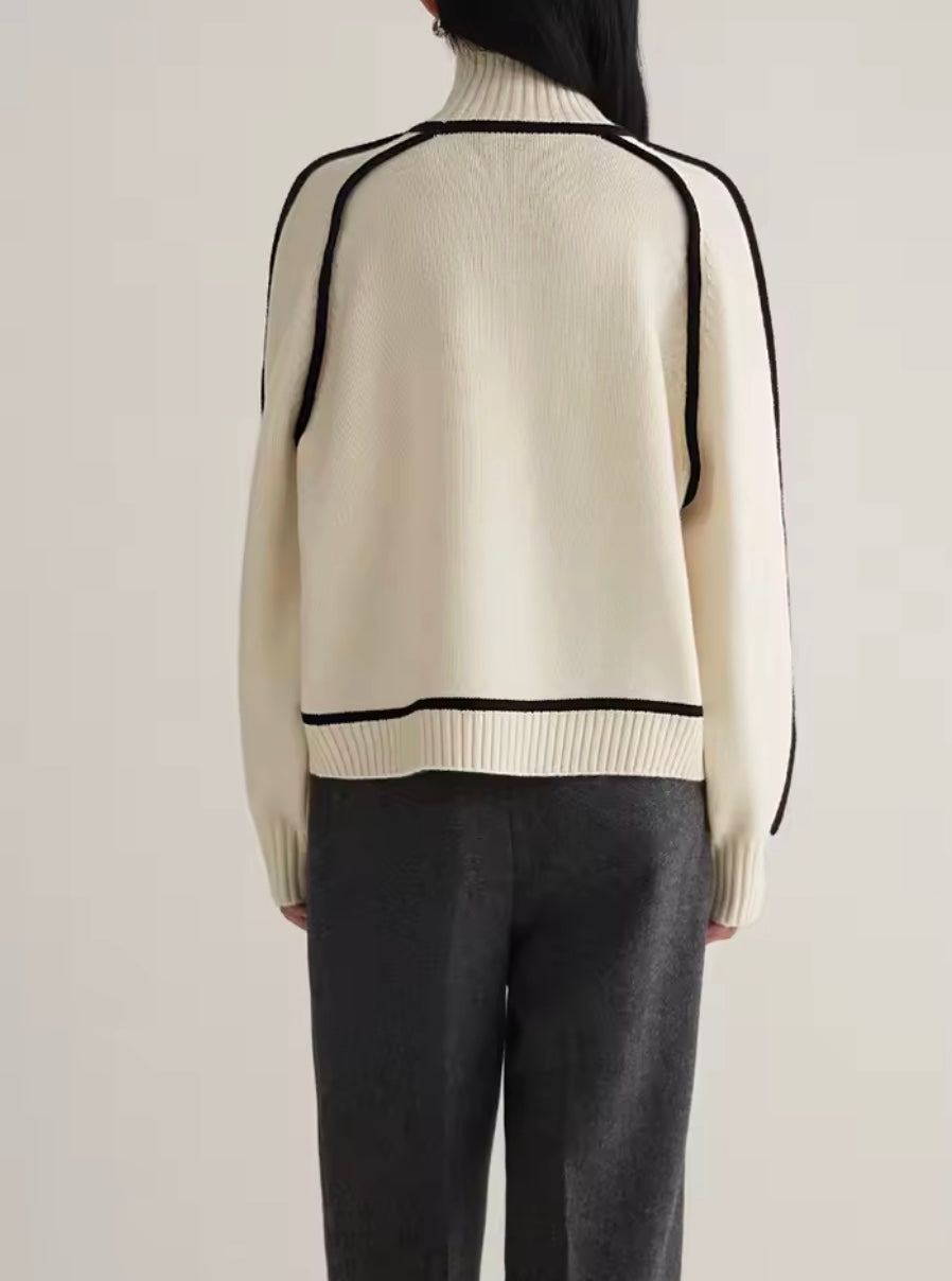 Women's Color-Block Turtleneck Sweater