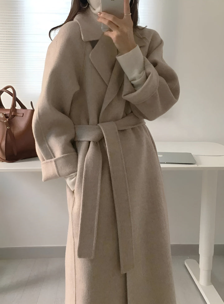 Women's Long Wool-Effect Wrap Coat