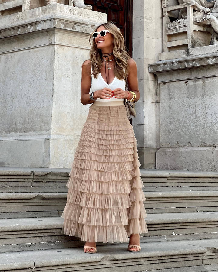 Theresa Layered Tulle Midi Skirt