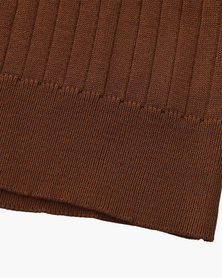 Open-Neck Ribbed Knit Polo