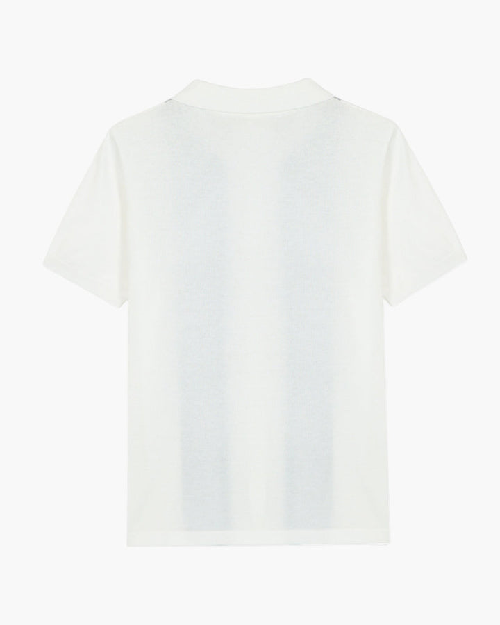 Contrast Vertical Stripe Knit Polo