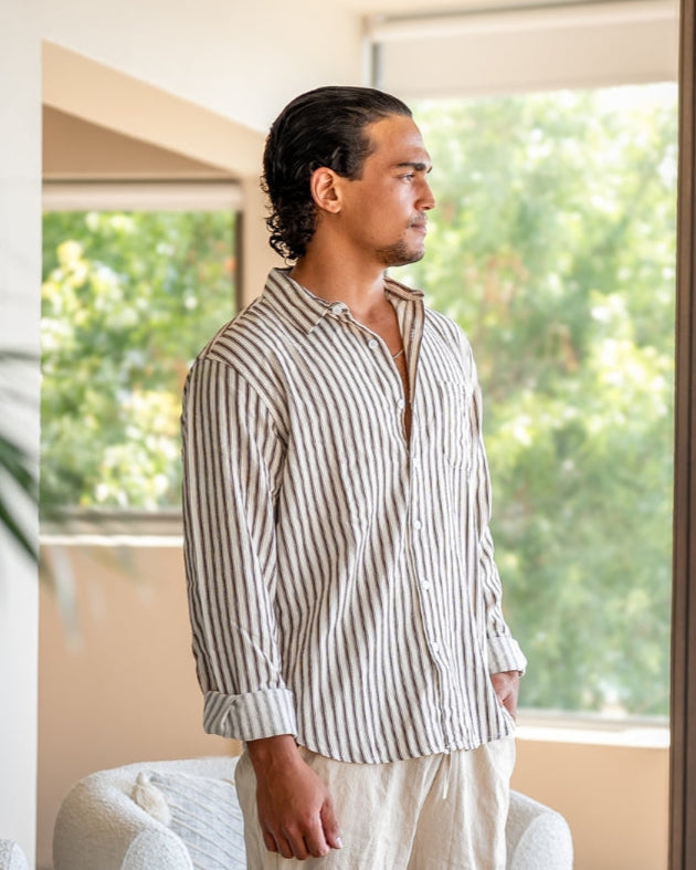 Long Sleeve Vertical Stripe Shirt