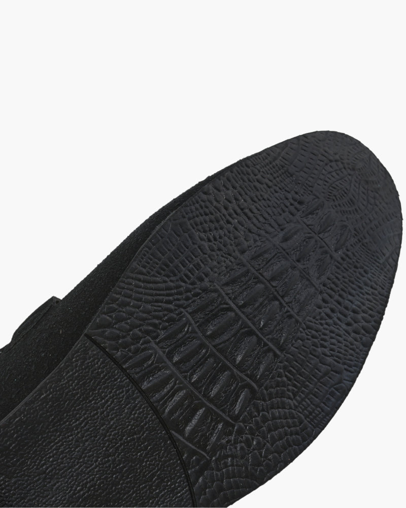 Suede Loafer with Gold Metal Detail