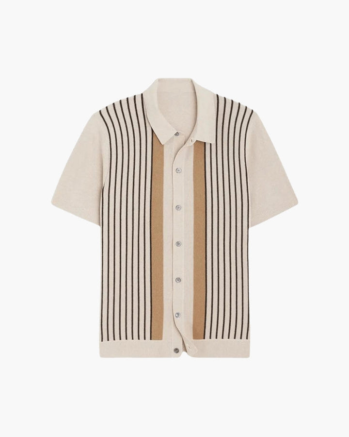 Contrast Vertical Stripe Knit Polo