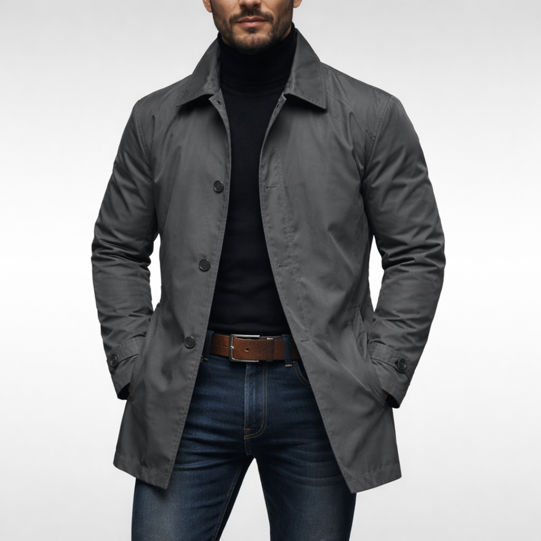 Men's Water-Resistant Quilted Trench Coat