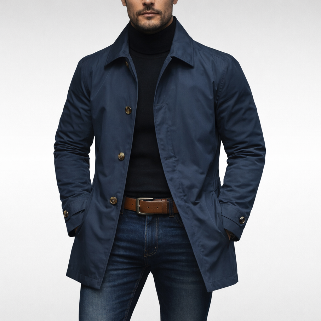 Men's Water-Resistant Quilted Trench Coat
