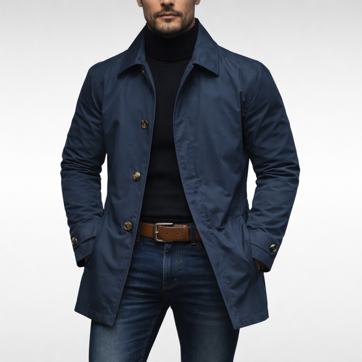 Men's Water-Resistant Quilted Trench Coat