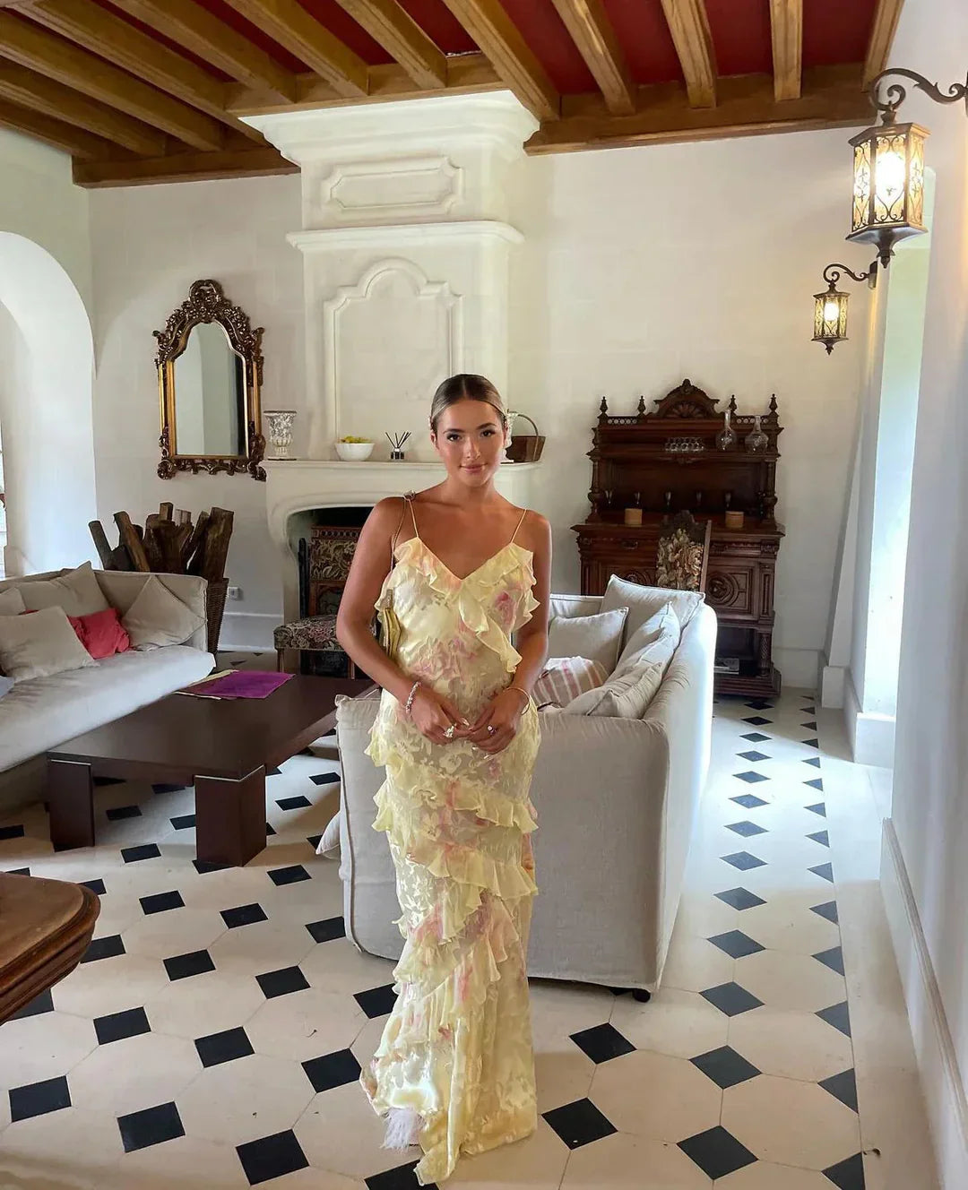 Ethereal Flow Ruffle Maxi Dress