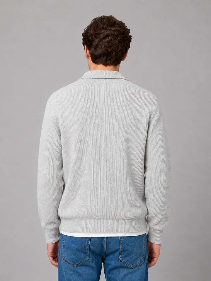 Men's Button Polo Knit Jumper – Lightweight Collared Sweater