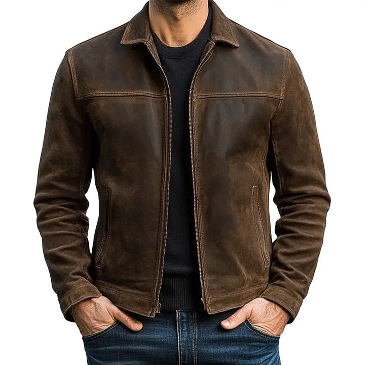 Men's Vintage Leather-Look Biker Jacket