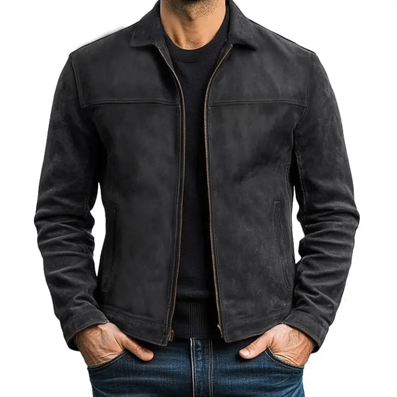Men's Vintage Leather-Look Biker Jacket