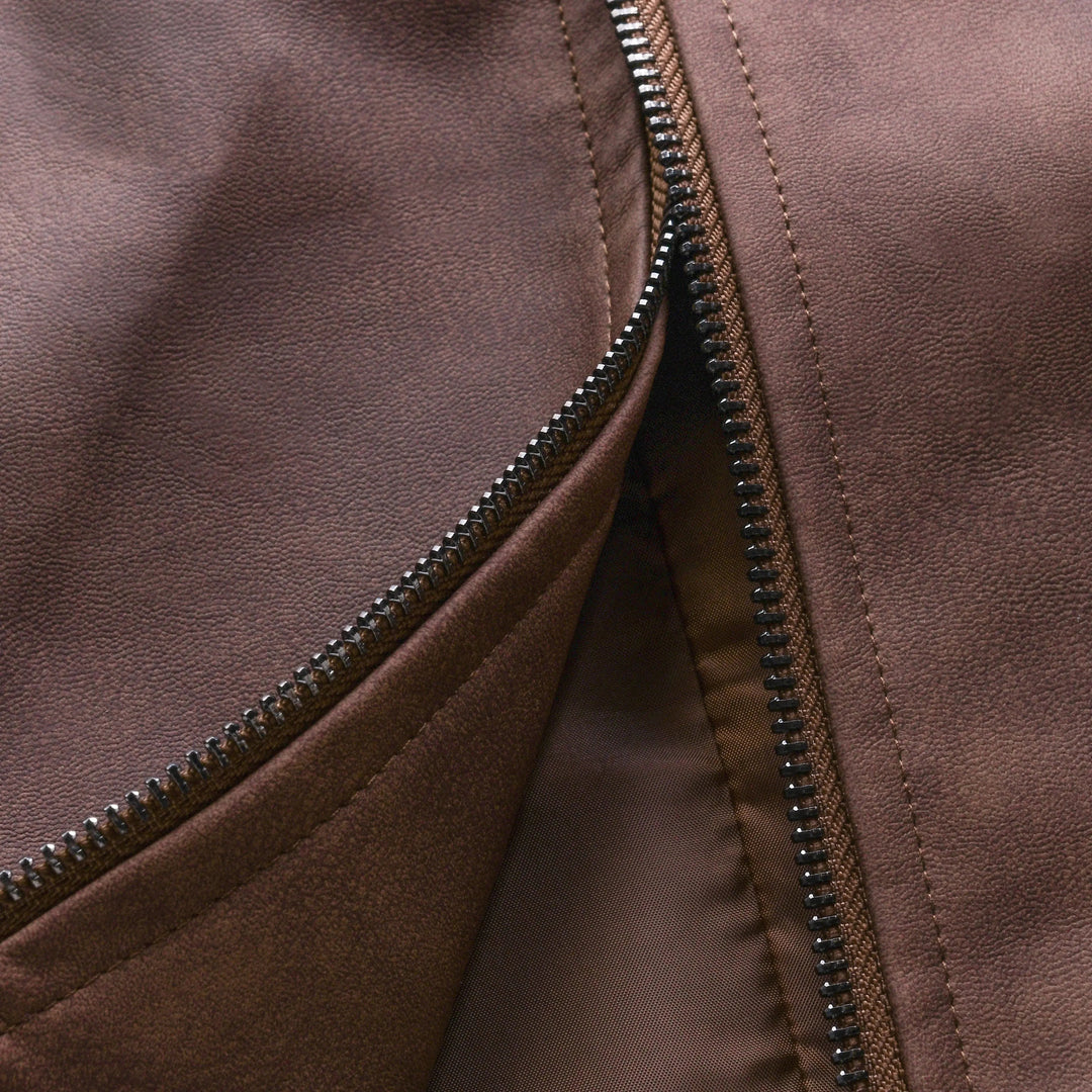 Men's Vintage Leather-Look Biker Jacket