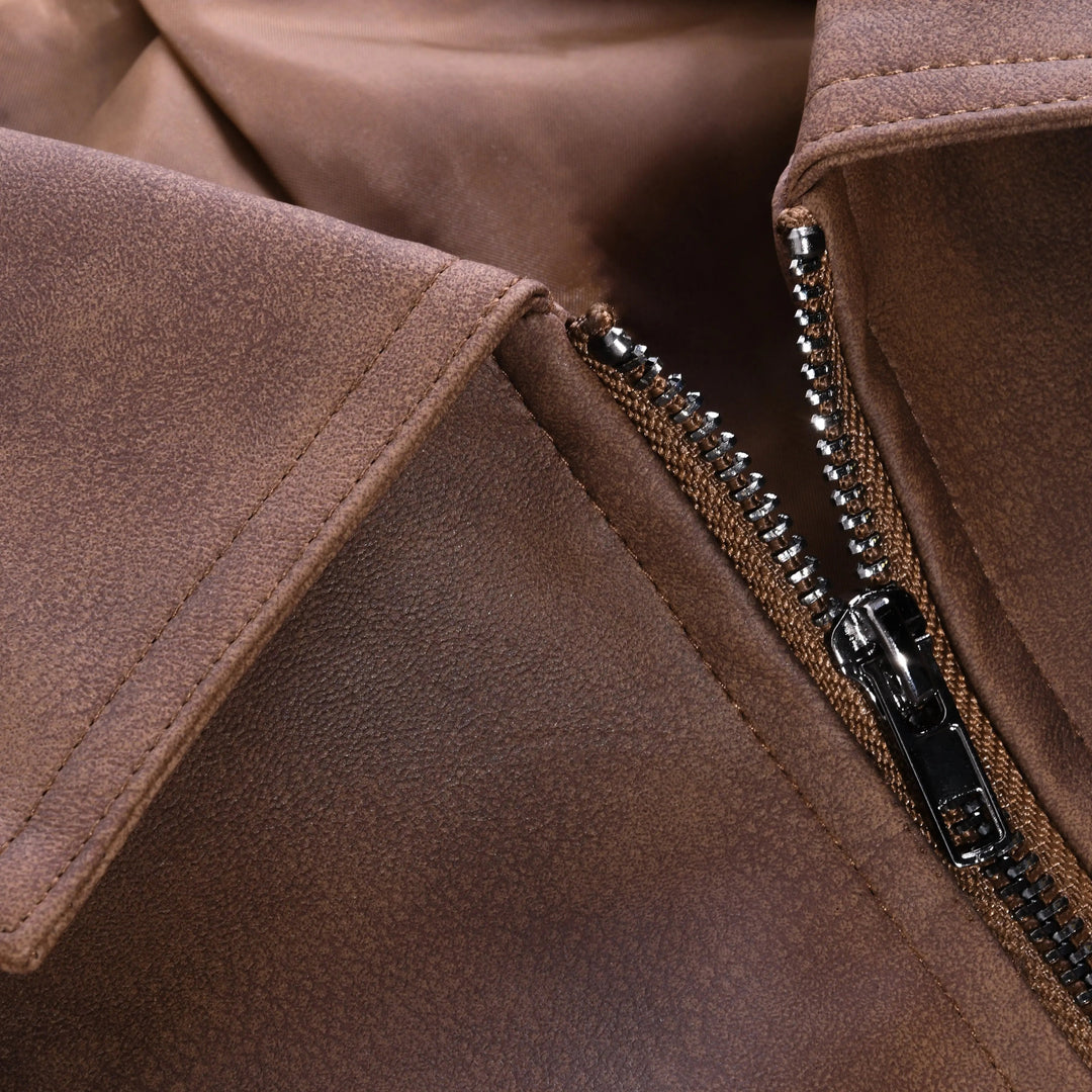 Men's Vintage Leather-Look Biker Jacket