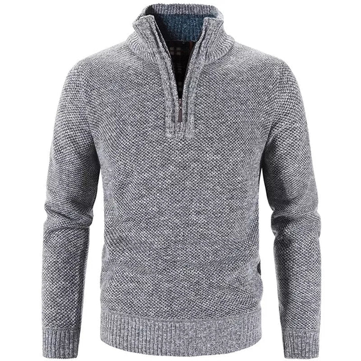 Men's Half-Zip Knit Sweater with Stand Collar