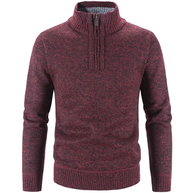 Men's Half-Zip Knit Sweater with Stand Collar