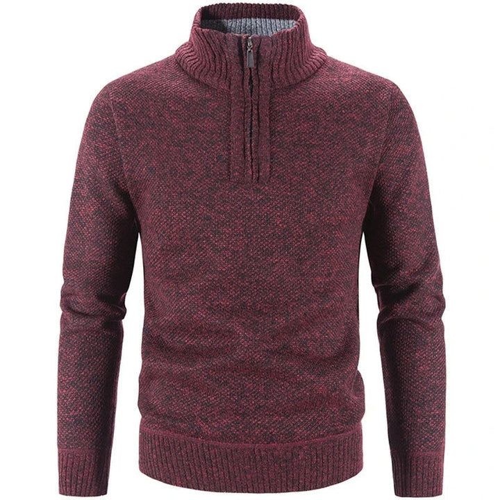 Men's Half-Zip Knit Sweater with Stand Collar