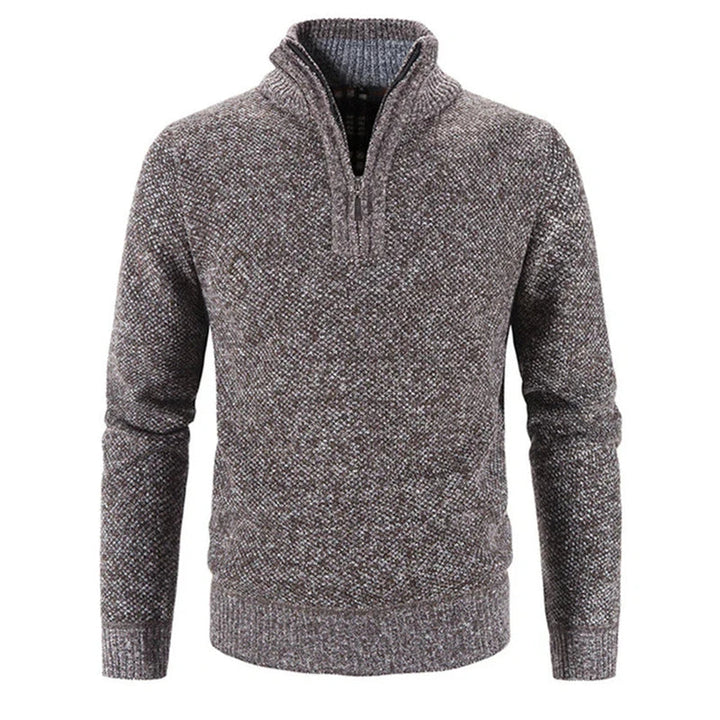 Men's Half-Zip Knit Sweater with Stand Collar