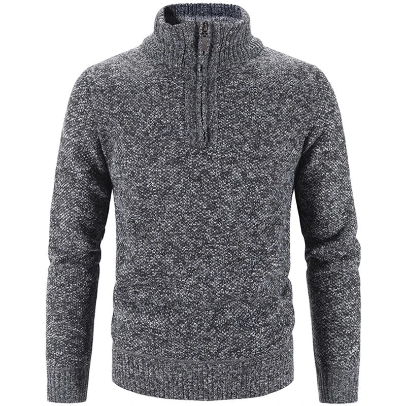 Men's Half-Zip Knit Sweater with Stand Collar