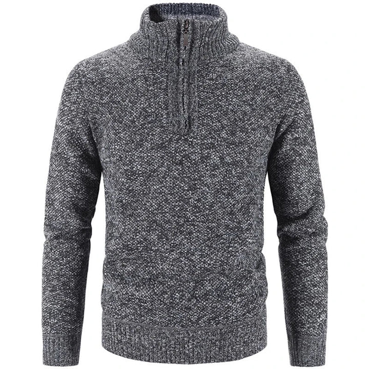 Men's Half-Zip Knit Sweater with Stand Collar