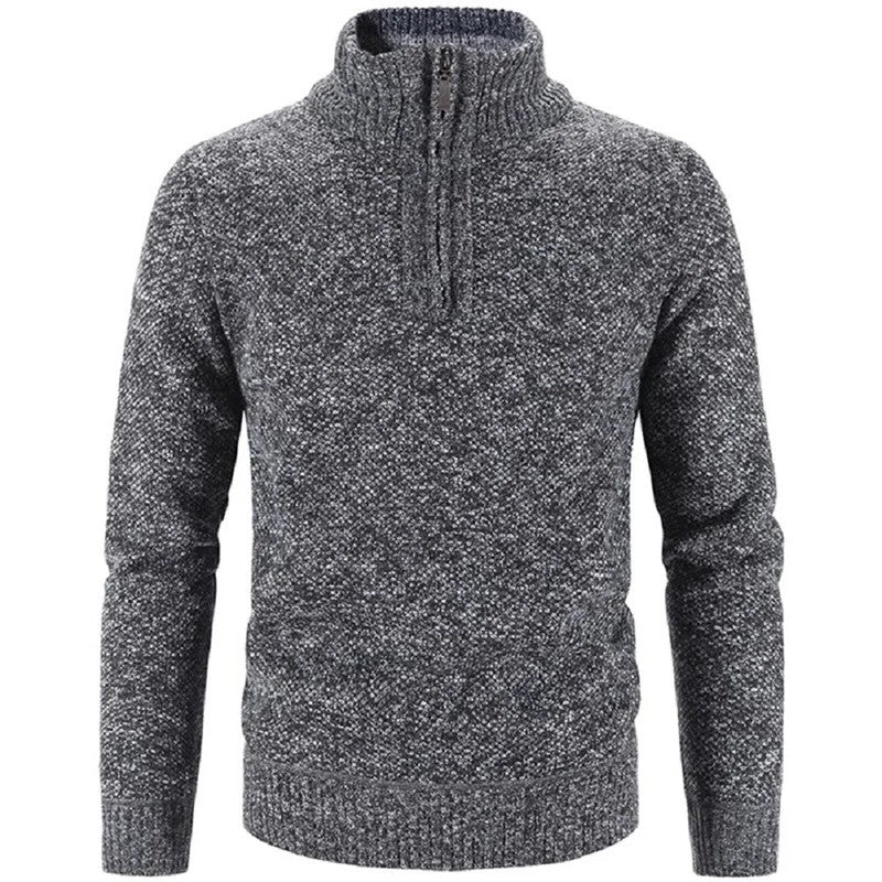 Men's Half-Zip Knit Sweater with Stand Collar
