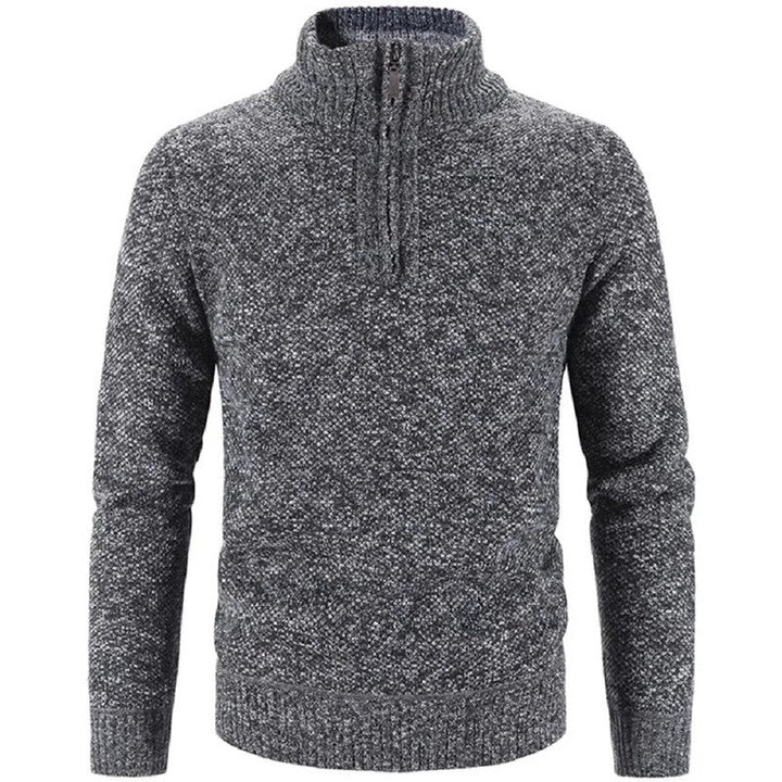 Men's Half-Zip Knit Sweater with Stand Collar