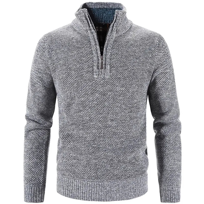 Men's Half-Zip Knit Sweater with Stand Collar