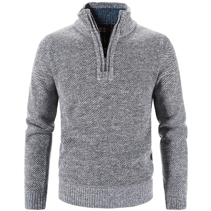 Men's Half-Zip Knit Sweater with Stand Collar