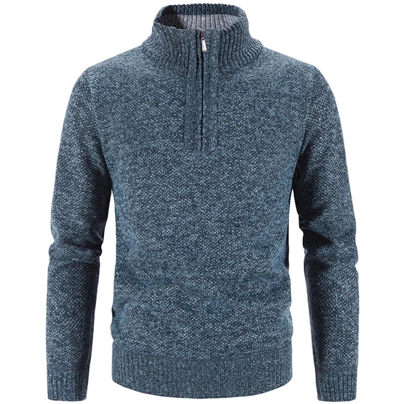 Men's Half-Zip Knit Sweater with Stand Collar