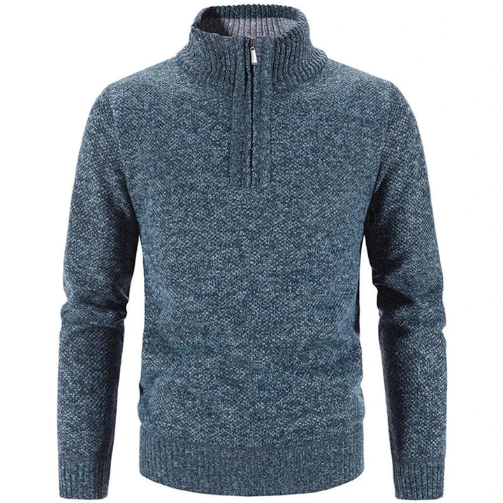 Men's Half-Zip Knit Sweater with Stand Collar