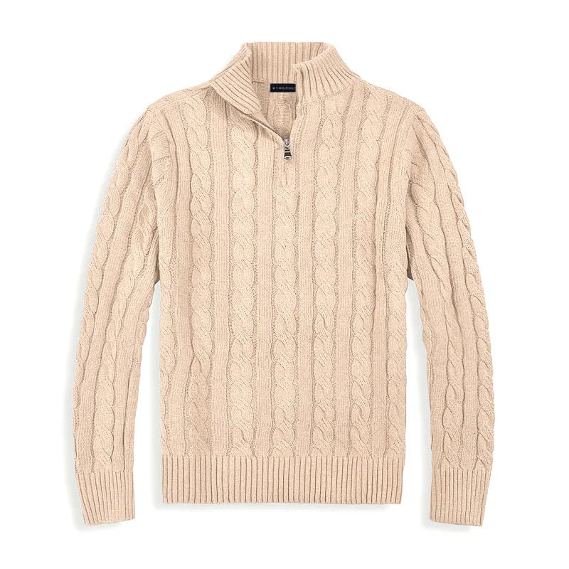 Men's Cotton Cable Knit Half-Zip Sweater