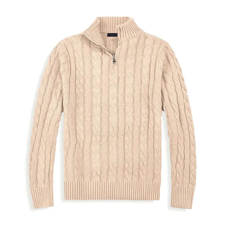 Men's Cotton Cable Knit Half-Zip Sweater