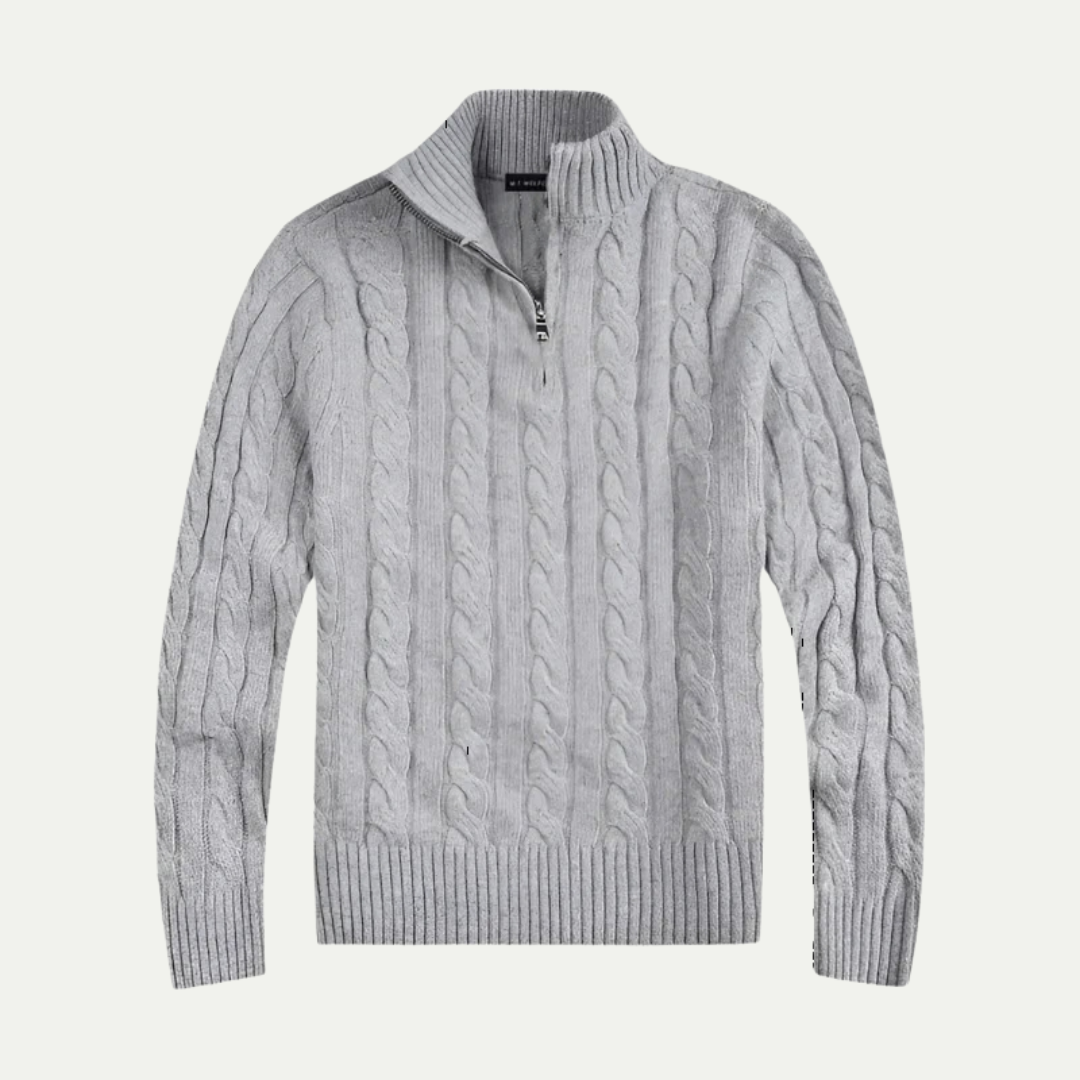 Men's Cotton Cable Knit Half-Zip Sweater