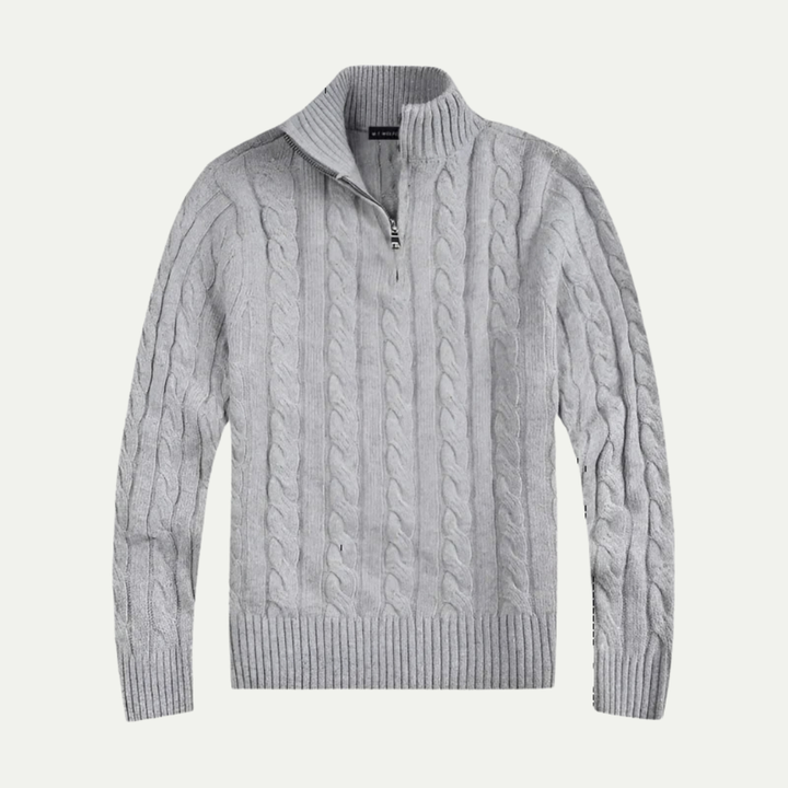 Men's Cotton Cable Knit Half-Zip Sweater