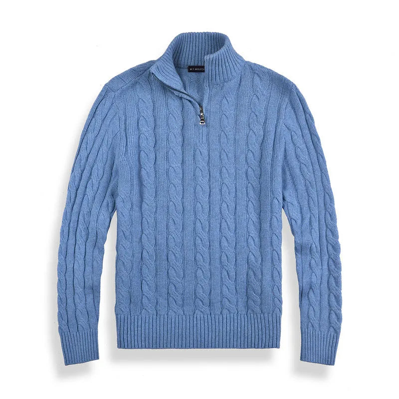 Men's Cotton Cable Knit Half-Zip Sweater