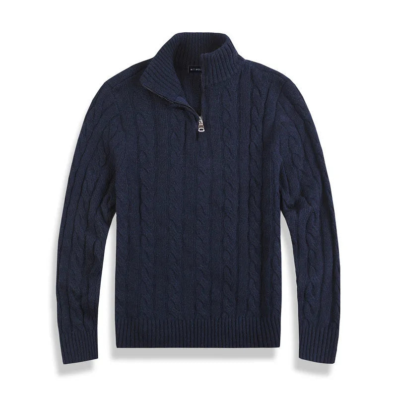 Men's Cotton Cable Knit Half-Zip Sweater