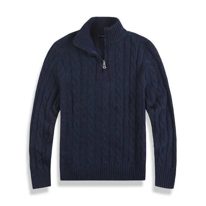 Men's Cotton Cable Knit Half-Zip Sweater