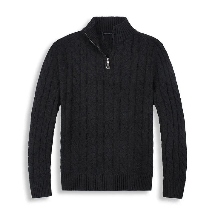 Men's Cotton Cable Knit Half-Zip Sweater