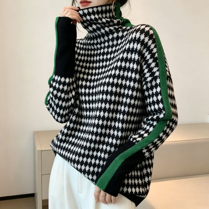 Women's Herringbone High-Neck Pullover