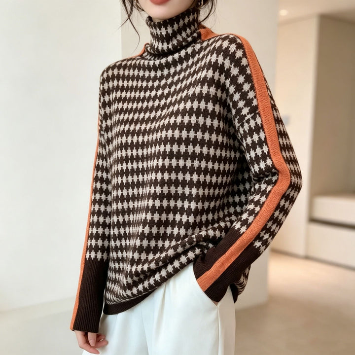 Women's Herringbone High-Neck Pullover
