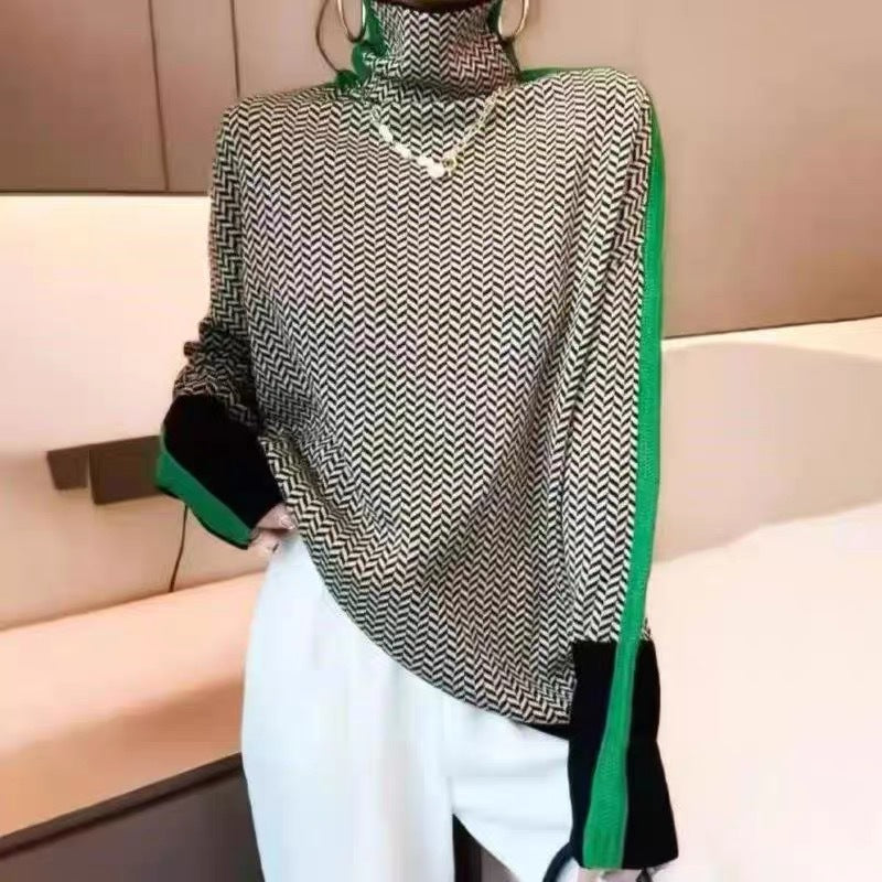 Women's Herringbone High-Neck Pullover