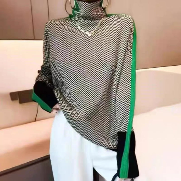 Women's Herringbone High-Neck Pullover