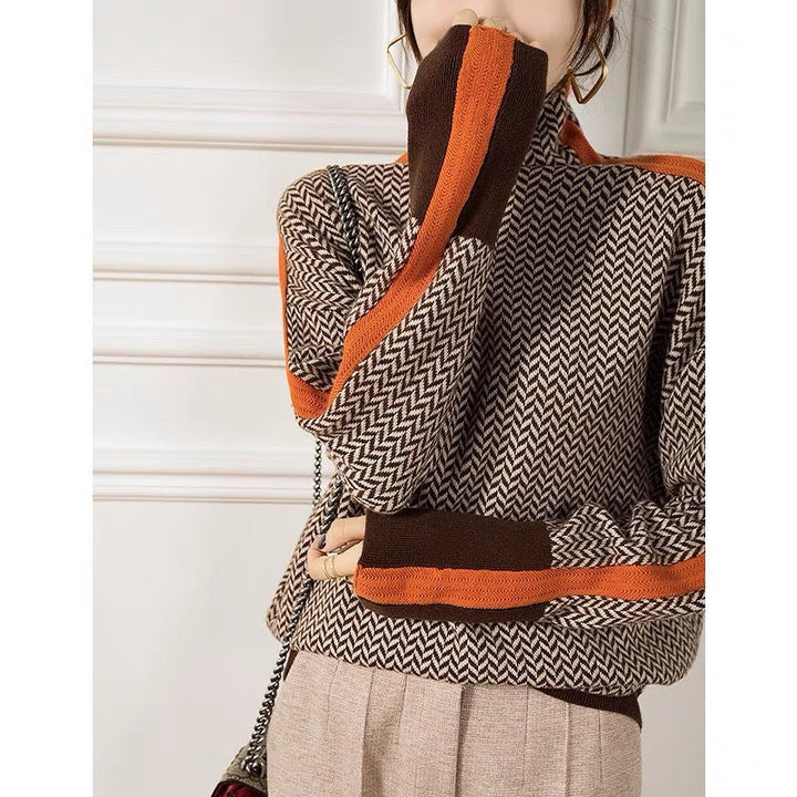 Women's Herringbone High-Neck Pullover