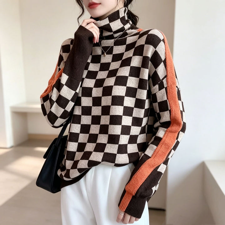 Women's Herringbone High-Neck Pullover